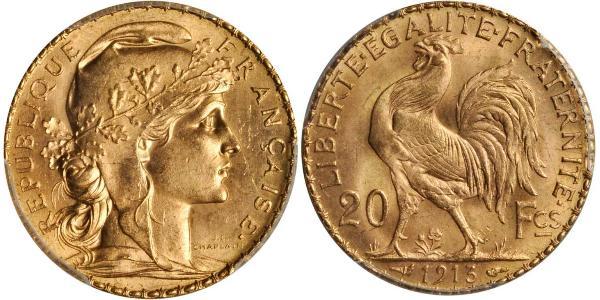 20 Franc Tercera República Francesa (1870-1940)  Oro 