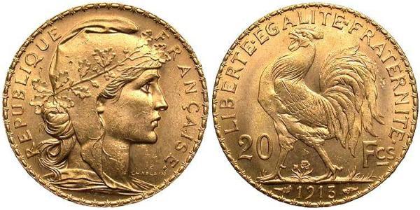 20 Franc Tercera República Francesa (1870-1940)  Oro 