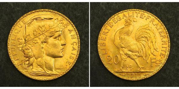 20 Franc Tercera República Francesa (1870-1940)  Oro 