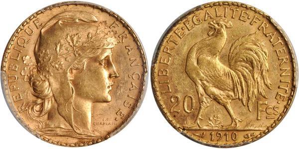 20 Franc Tercera República Francesa (1870-1940)  Oro 