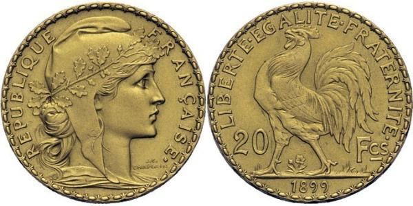 20 Franc Terza Repubblica francese (1870-1940)  Oro 