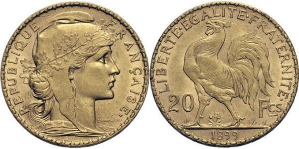 20 Franc Terza Repubblica francese (1870-1940)  Oro 