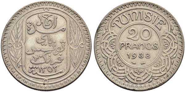 20 Franc Tunisia Oro 