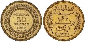 20 Franc Túnez Oro 