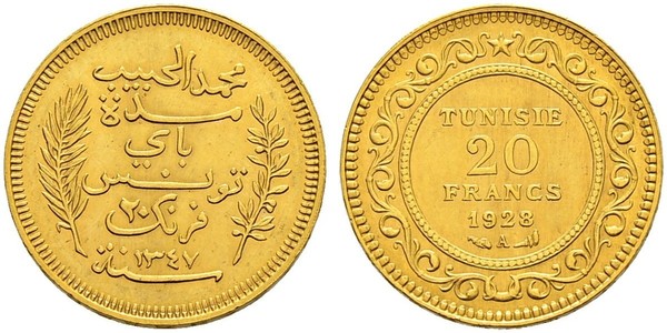20 Franc Túnez Oro 