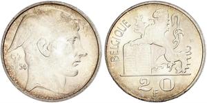 20 Franc Bélgica Plata 