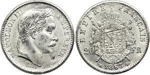 20 Franc Zweites Kaiserreich (1852-1870) Platin Napoleon III (1808-1873)