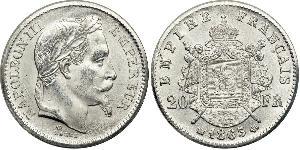 20 Franc Second Empire (1852-1870) Platine Napoleon III (1808-1873)