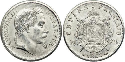 20 Franc Secondo Impero francese (1852-1870) Platino Napoleone III (1808-1873)