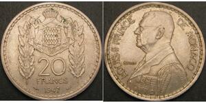 20 Franc Principato di Monaco Rame/Nichel Luigi II di Monaco (1870-1949)