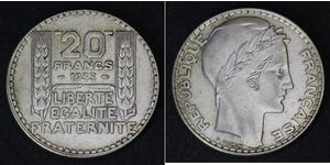 20 Franc Dritte Französische Republik (1870-1940)  Silber 