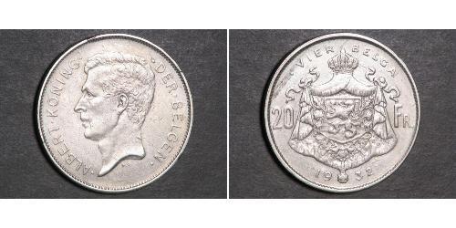 20 Franc Belgique  Albert Ier (roi des Belges) (1875 - 1934)