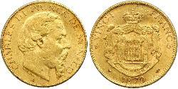 20 Franc Monaco 金 Charles III Prince of Monaco (1818-1889)