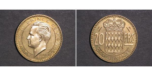 20 Franc Monaco 金 兰尼埃三世