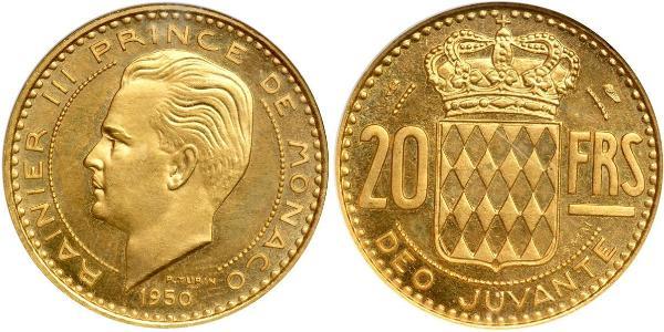 20 Franc Monaco 金 兰尼埃三世