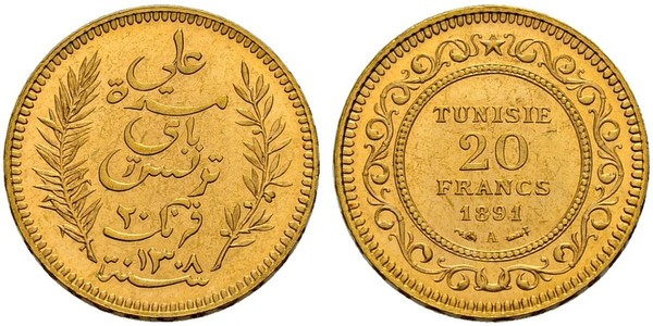 20 Franc Tunisia 金 