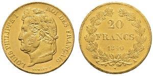 20 Franc 七月王朝 (1830 - 1848) 金 路易-菲利普一世 (1773 -1850)