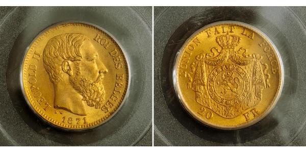 20 Franc 比利时 金 利奥波德二世 (比利时)