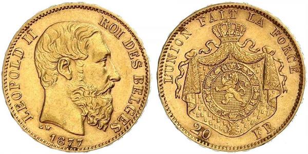 20 Franc 比利时 金 利奥波德二世 (比利时)