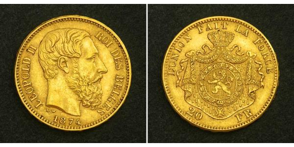 20 Franc 比利时 金 利奥波德二世 (比利时)