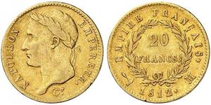 20 Franc 法兰西第一帝国 (1804 - 1814) 金 拿破仑一世(1769 - 1821)