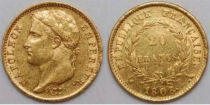 20 Franc 法兰西第一帝国 (1804 - 1814) 金 拿破仑一世(1769 - 1821)