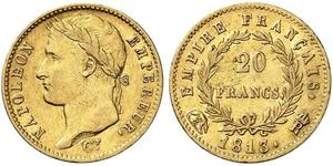 20 Franc 法兰西第一帝国 (1804 - 1814) 金 拿破仑一世(1769 - 1821)