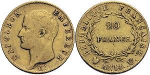 20 Franc 法兰西第一帝国 (1804 - 1814) 金 拿破仑一世(1769 - 1821)