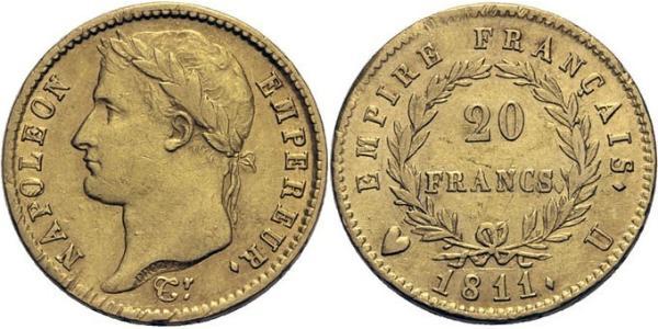 20 Franc 法兰西第一帝国 (1804 - 1814) 金 拿破仑一世(1769 - 1821)