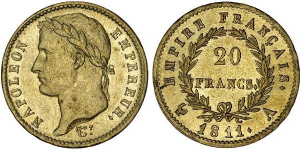 20 Franc 法兰西第一帝国 (1804 - 1814) 金 拿破仑一世(1769 - 1821)