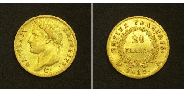 20 Franc 法兰西第一帝国 (1804 - 1814) 金 拿破仑一世(1769 - 1821)