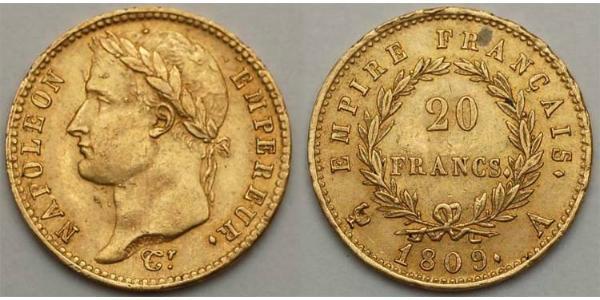 20 Franc 法兰西第一帝国 (1804 - 1814) 金 拿破仑一世(1769 - 1821)