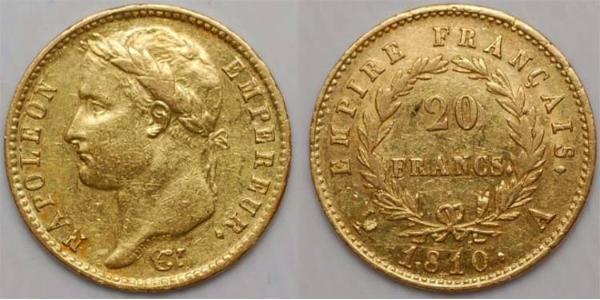 20 Franc 法兰西第一帝国 (1804 - 1814) 金 拿破仑一世(1769 - 1821)