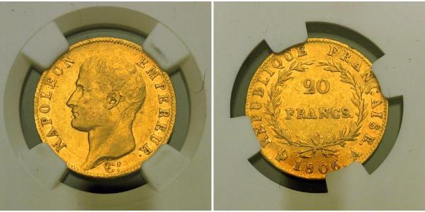 20 Franc 法兰西第一帝国 (1804 - 1814) 金 拿破仑一世(1769 - 1821)