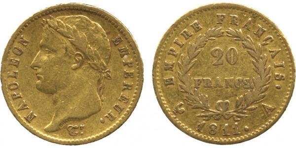20 Franc 法兰西第一帝国 (1804 - 1814) 金 拿破仑一世(1769 - 1821)
