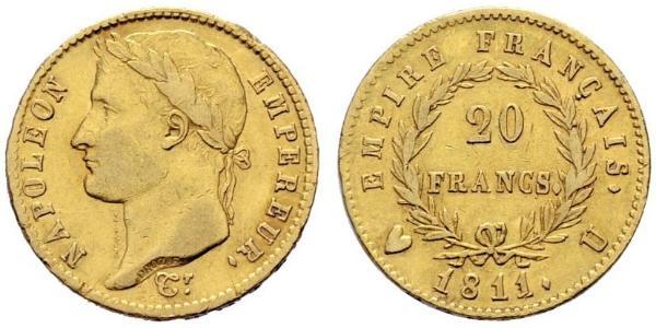 20 Franc 法兰西第一帝国 (1804 - 1814) 金 拿破仑一世(1769 - 1821)