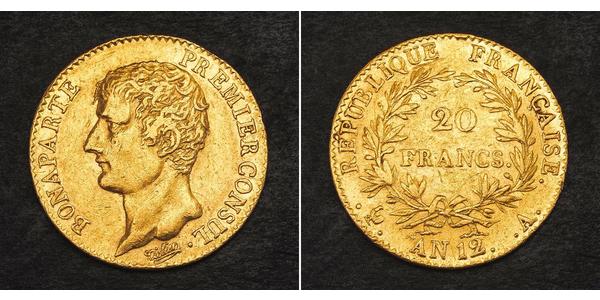 20 Franc 法兰西第一帝国 (1804 - 1814) 金 拿破仑一世(1769 - 1821)