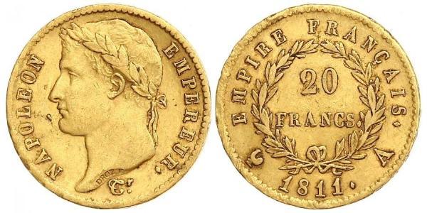 20 Franc 法兰西第一帝国 (1804 - 1814) 金 拿破仑一世(1769 - 1821)