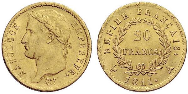 20 Franc 法兰西第一帝国 (1804 - 1814) 金 拿破仑一世(1769 - 1821)
