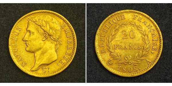 20 Franc 法兰西第一帝国 (1804 - 1814) 金 拿破仑一世(1769 - 1821)
