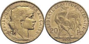 20 Franc 法兰西第三共和国 (1870 - 1940) 金 
