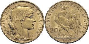 20 Franc 法兰西第三共和国 (1870 - 1940) 金 