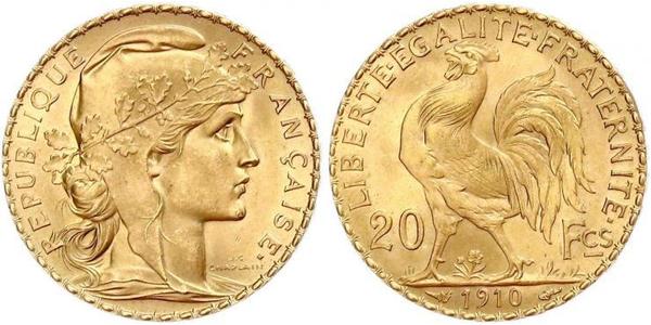 20 Franc 法兰西第三共和国 (1870 - 1940) 金 