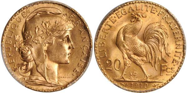 20 Franc 法兰西第三共和国 (1870 - 1940) 金 