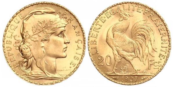 20 Franc 法兰西第三共和国 (1870 - 1940) 金 