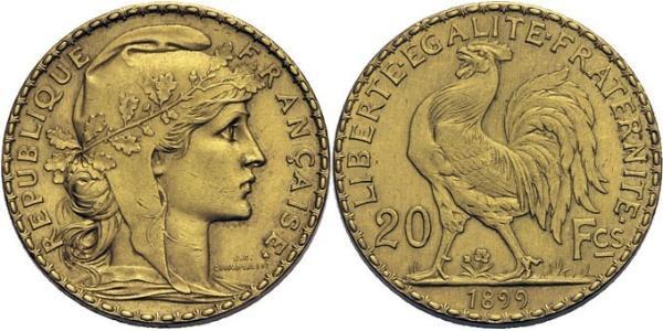 20 Franc 法兰西第三共和国 (1870 - 1940) 金 