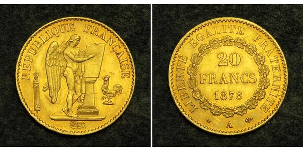 20 Franc 法兰西第三共和国 (1870 - 1940) 金 