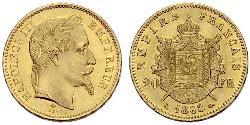 20 Franc 法蘭西第二帝國 (1852 - 1870) 金 拿破仑三世