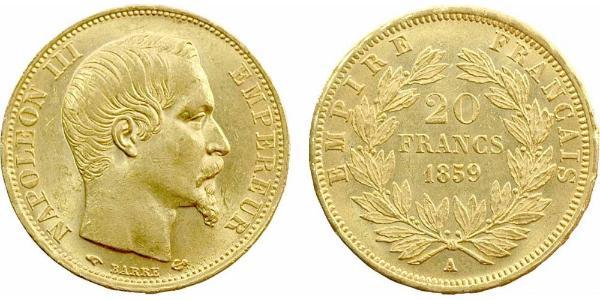20 Franc 法蘭西第二帝國 (1852 - 1870) 金 拿破仑三世