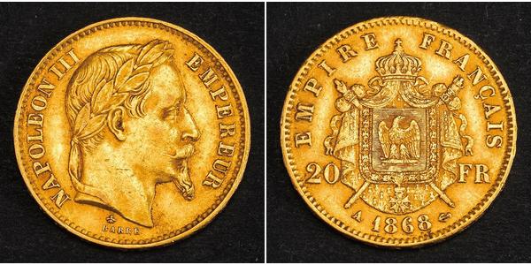 20 Franc 法蘭西第二帝國 (1852 - 1870) 金 拿破仑三世